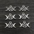 Triple Moon and Triquetra Charms in Silver Tone Metal view 3
