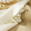 White Petal Stem Brooch with Green Crystal Leaves and Pearl view 4