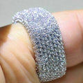 Extra-Wide Domed Pave Band Ring In Polished Silver Tone view 3