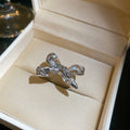Silver Open Rings Crystal Bow and Geometric Cluster Four Styles view 9