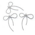 Silver Tone Long-Tail Bow Charm With Textured Outline view 5