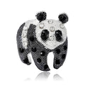 Black White Enamel Rhinestone Panda Bear Brooch Silver Tone view 5