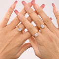 Oval Zircon Solitaire Stainless Steel Rings Gold Steel Sizes view 3
