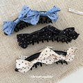 Polka Dot Bow Black Claw Hair Clips Three Colorways view 2
