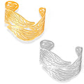 Hollow Leaf Open Titanium Steel Bangle Gold Or Steel Tone view 5