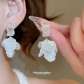 White Shell Flower Drop Earrings in Six Distinct Designs view 1