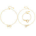 Gold Infinity Heart Zircon Necklace And Bracelet Set view 5