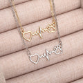 Heart Heartbeat Paw Print Pendant Necklace Gold Silver view 2