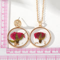 Gold Tone Pressed Flower Resin Necklace and Earring Options view 5