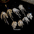 Gold And Silver Crystal Arc Fringe Stud Earrings Jewelry Accessory view 2