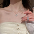 Silver Pink Crystal Rose Pendant Necklace Single Style view 2