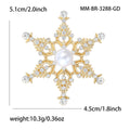 Crystal Snowflake Brooch with Pearl Center in Two Tones view 7