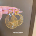Openwork Fan Hoop Drop Earrings For Women Jewelry Style view 3