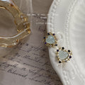 Gold Pale Aqua Heart Multicolor Crystal Halo Studs view 4