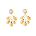Crystal Look Textured Leaf Branch Long Stud Earrings view 5