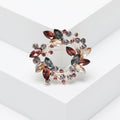 Round Crystal Leaf Wreath Brooch in Blue or Multicolor view 4