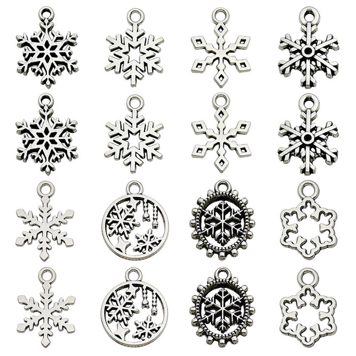 Alloy Metallic Snowflake Metal Charms with 9 Listed Options