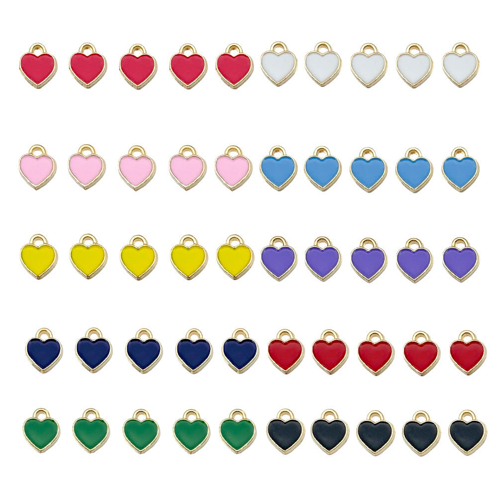 Enamel Zinc Alloy Mini Heart Charm Pendant for DIY Earrings Necklace Jewelry Making — 6×8mm