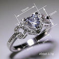 Silver Tone Heart Clear Stone Halo Twist Band Ring view 3