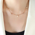 Heart Discs And Clear Zircon Station Charm Necklace Chain view 8