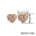 Gold Heart Stud Earrings Multicolor Pave Pink Orange Clear view 4