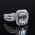Silver Tone Emerald Cut Clear Stone Split Band Ring view 2