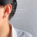Rose Gold Tone Clear Stone Open Star Stud Earrings For Women view 3