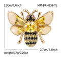 Gold Bee Brooch Enamel Wings Green Or Yellow Crystal Center view 7