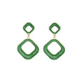 Geometric Hollow Resin Drop Earrings White Green Blue view 5