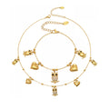 Gold Owl Heart Charm Necklace Bracelet Flower Pendant view 5