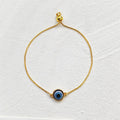 Gold Tone Adjustable Evil Eye Box Chain Slider Bracelet view 5