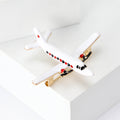 White Enamel Twin Propeller Airplane Brooch Gold Tone Metal view 2