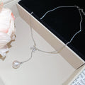 Bow And Pearl Drop Silver Tone Necklace In Three Colors view 6