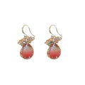 Crystal Teardrop Hook Earrings In Four Colors With Polished Metal Tone Details view 5