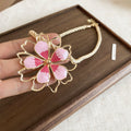 Gold Enamel Flower Stud Earrings Choker Rope Necklace Styles view 10