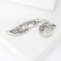 Curved Crystal Leaf Brooch In Black And Multicolor Finishes view 3