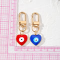Gold Tone Heart Enamel Evil Eye Clip Keychains in Six Colors view 5
