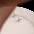 Pastel Crescent Butterfly Silver Small Stud Earrings view 4