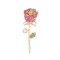 Pink Gold Tone Rose Crystal Pearl Look Metal Brooch Pin view 5