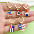 Patriotic Enamel Charm Huggie Hoop Earrings, 28 Styles view 2