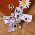 Polka-Dot Sheer Bow Keychains with Pearl and Crystal Drops view 1