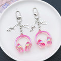 Transparent Pink Headphone and Music Note Clip Keychain Eight-Color Collection view 2
