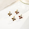 Brown and Burgundy Petal Clear Look Floral Stud Earrings view 1