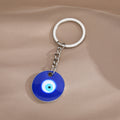 Gold and Silver Tone Round Enamel Evil Eye Split Ring Keychains view 2