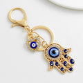 Hamsa Hand and Evil Eye Charm Keychain in Gold and Silver Tone view 8