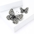 Two Piece Black Crystal Butterfly Brooch Set in Large and Small view 3