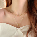 Gold Double Layer Cube Bar And Pave Cylinder Pendant Necklace view 3