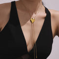 Heart Slider Lariat Necklace in Gold and Silver Tone view 4