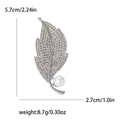 Crystal Leaf Brooch With Pearl in Gold or Silver Tone view 7