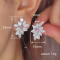 Silver Tone Floral Stud Earrings with Pale Pink Petals view 2
